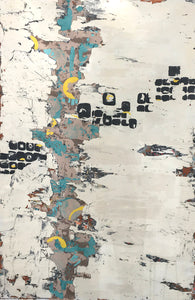 SHADOWS PASSED, Clay Monoprint on Canvas, 48"H x 72"W x 2"D, 2022