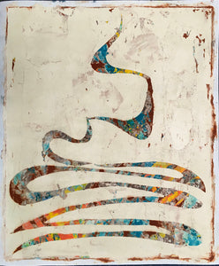 UNRAVELED I, Clay Monoprint, 30"H x 25"W, 2021
